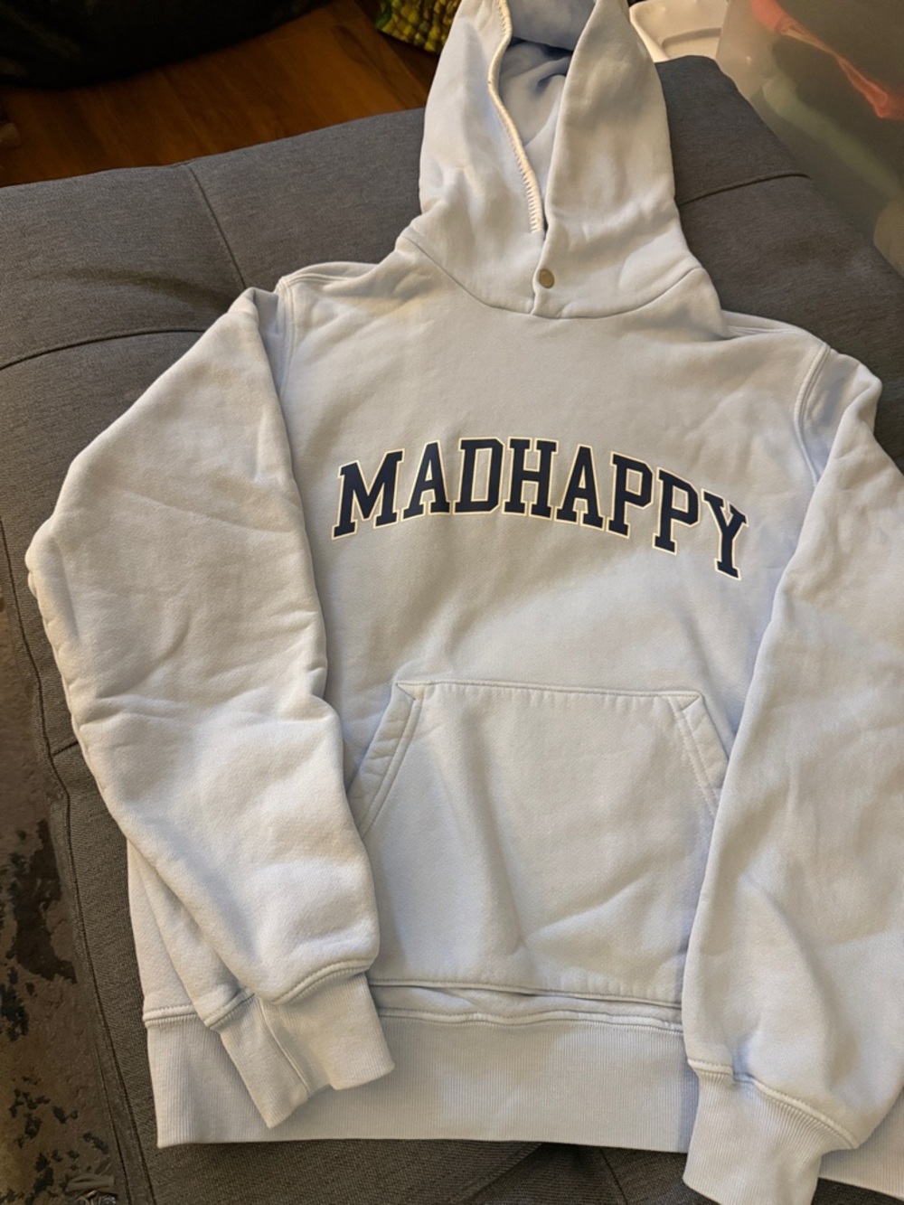 Madhappy Campus Fleece Hoodie in Blue. Unisex. Size XS. Oversized. - Picture 3 of 8